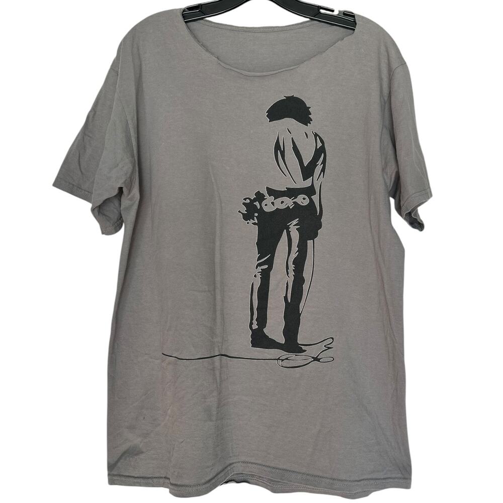 Vintage Y2K Jim Morrison The Doors Graphic T-Shirt Gray Distressed